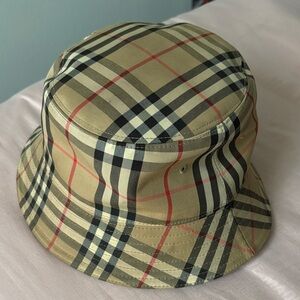 Burberry Beige and Black Plaid Bucket Hat